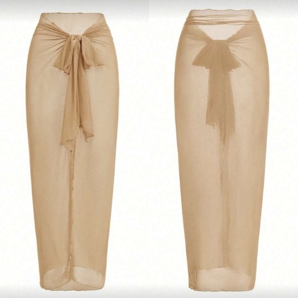 NWOT One-Shoulder Tan Swimsuit and Cover-Up Set size Extra Large - Picture 4 of 5